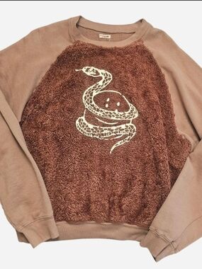 Kapital Brown Fleece Smiley Snake Graphic Sweatshirt